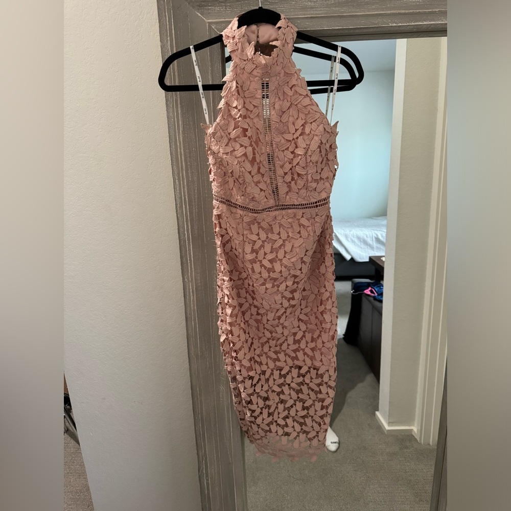 Bardot eyelet dress pink